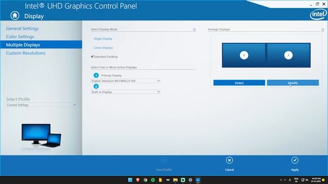Configure Multiple Monitor Setup In Laptop - Windows 11 and Intel Graphic Control Panel Settings. смотреть онлайн