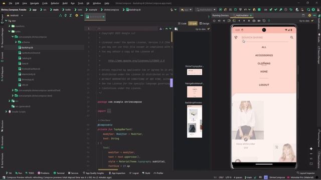 1. Создание креативного интерфейса и анимаций в Jetpack Compose | Клонирование приложения Shrine