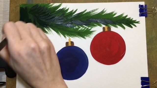 Ёлочные игрушки. Новогодний шар. Рисунок к новому году. Гуашь. Рисование. New Year. Drawing.
