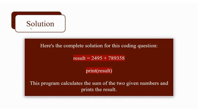 Python Programming Tutorial: Adding Two Numbers (2495 and 789358) || #python #coding #pythoncode