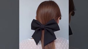 Банты на голову ручной работы. Прически с бантиком. Черный бант для волос.