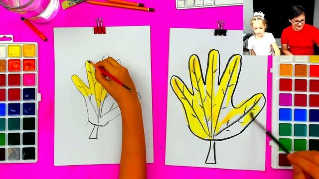 Урок рисования ОСЕНЬ рисуем кленовый лист из ручки смотреть онлайн