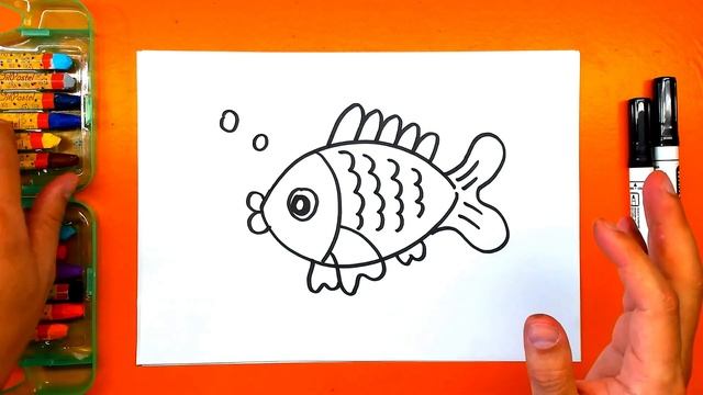 Рисуем ЗОЛОТУЮ Рыбку - Урок рисования для детей смотреть онлайн