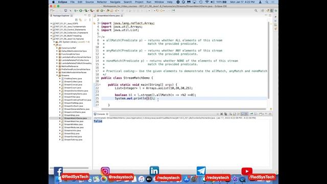 # 187 allmatch java 8 stream | allMatch anyMatch noneMatch java 8 streams |Streams|java 8|RedSysTec