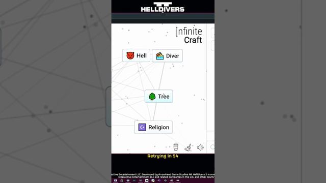 I made "Hell Diver" in Infinite Craft before getting through the Helldivers 2 queue