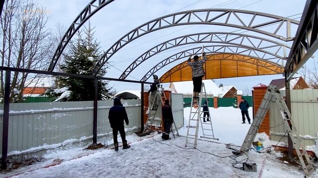 Навес из поликарбоната для машины | Навес для двух автомобилей смотреть онлайн