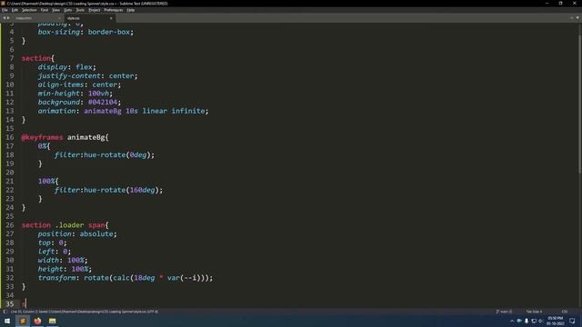 HTML Loading Spinner With Color Changing Effect CSS | Spinner Loader Animation HTML CSS | Template