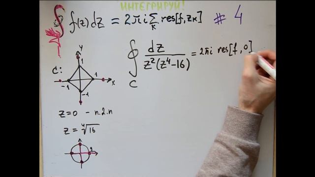 Интеграл ФКП через вычеты 3 смотреть онлайн
