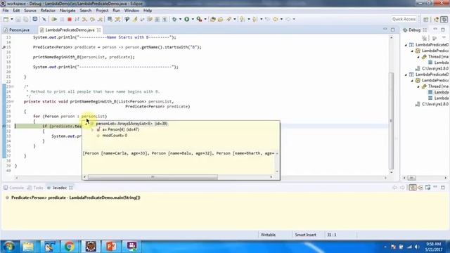 How to filter the list of the person using lambda expression - Predicate | Lambda expression in Jav