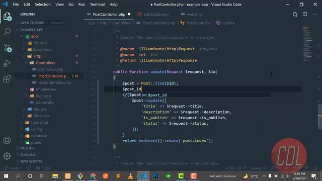 41 Another Way of Updating in laravel | Update user Information in Laravel by CDL