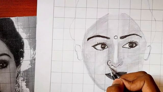 A portrait of Sridevi sketch, film actress Sridevi drawing by pencil