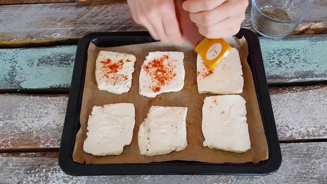 Запечённый сыр "Халуми".Вегетарианские "отбивные" без мяса.