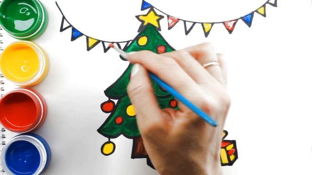 Новогодняя Елочка!!! Рисуем новогоднюю елочку!!! Рисуем елочные игрушки!!!