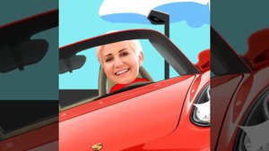 Мульт открытка "PORSCHE" поздравление с днем рождения девушке
