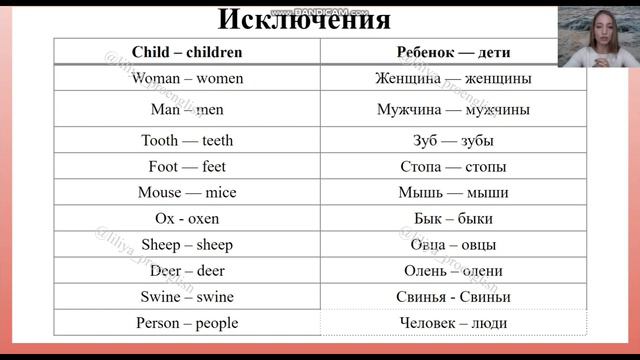 множественное число существительных в английском языке смотреть онлайн