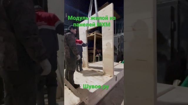 Сборка дома из деревянных панелей МХМ