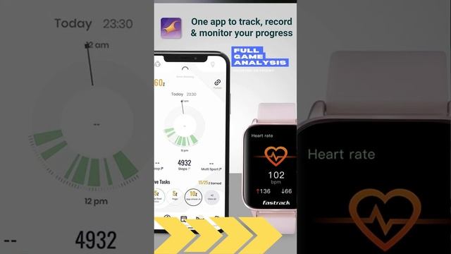 Fastrack Reflex Curve Smartwatch Health Monitor, 20+ Sport,Water Resistance Upto 7 Days Battery Lif
