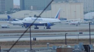 Transaero Airlines Boeing 777-200ER [EI-UNX] takeoff from LAX