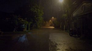 Walking in Severe Rainfall at Night│ASMR Binaural Heavy Rain Sounds for Sleep and Study