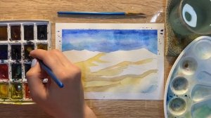 Как нарисовать пустыню карандашом и акварелью начинающим | Рисунок для детей