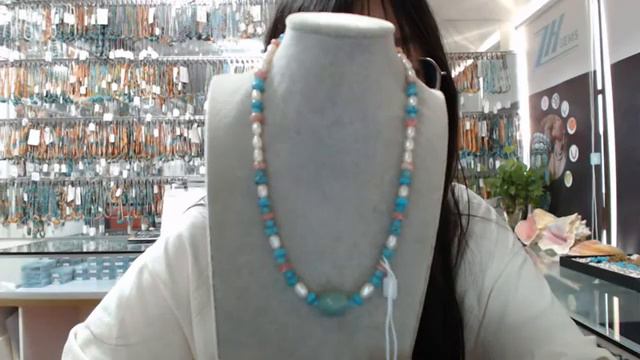 20240415-02 Natural turquoise roundle beads and white mop spiny oyster  Amazonite Teardrop-shaped