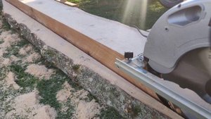 Makita 5143R test cut on max thickness - 130mm, red oak