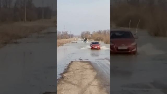 Остров Дединово. Ока вырвалась из берегов, топит дорогу от Льсьих нор до Дединово.
