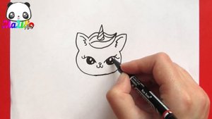 Как нарисовать КОТИКА ЕДИНОРОГА просто | Рисуем простые рисунки | Як намалювати котика єдинорога