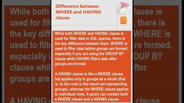 Difference between WHERE and HAVING clause -MS SQL Server Interview ask question