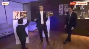 Cristiano Ronaldo Jr  dabbing after his dad received the Ballon d'Or 2016 trophy