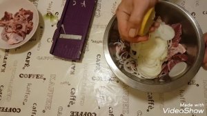 Шашлык  из сердецек свинных с салом просто быстро вкусно