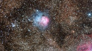 Zooming in on the Trifid Nebula, and two Cepheid variables far beyond