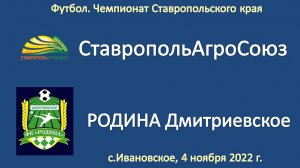 Футбол. СТАВРОПОЛЬАГРОСОЮЗ Невинномысск - РОДИНА Дмитриевское