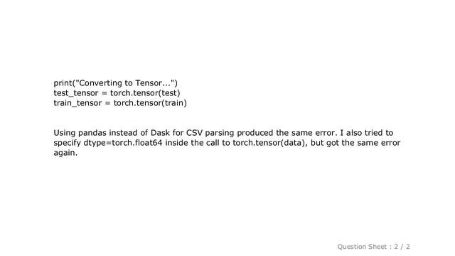 Pandas : Parsing CSV into Pytorch tensors смотреть онлайн