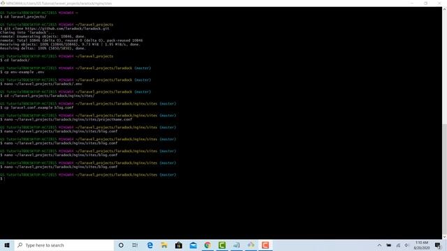 Setup multiple laravel projects using laradock as a development environment in windows
