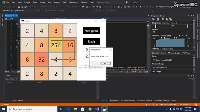 2048 Game - WPF C# and ReactJS with source code