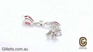 18ct white gold ruby and diamond earrings