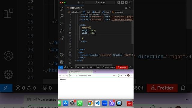 HTML & CSS Tricks || How to use HTML marquee tag || Moving text #htmlcss #cssanimation #coding