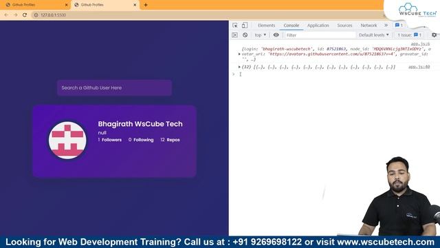 GitHub Profile App using JavaScript | GitHub User API Complete Tutorial