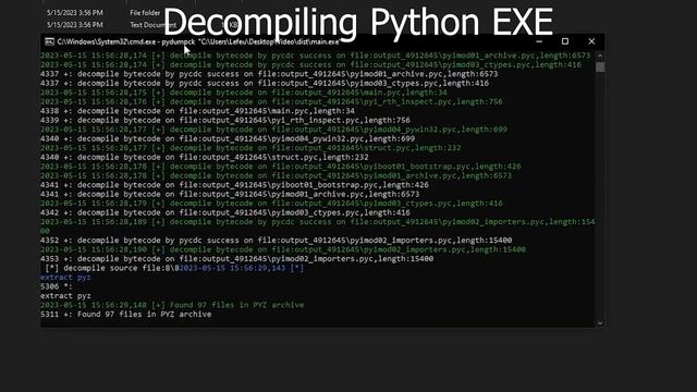 How to decompile/unpack python exe files compiled with pyinstaller | 2023 | pydumpck under 1 minute