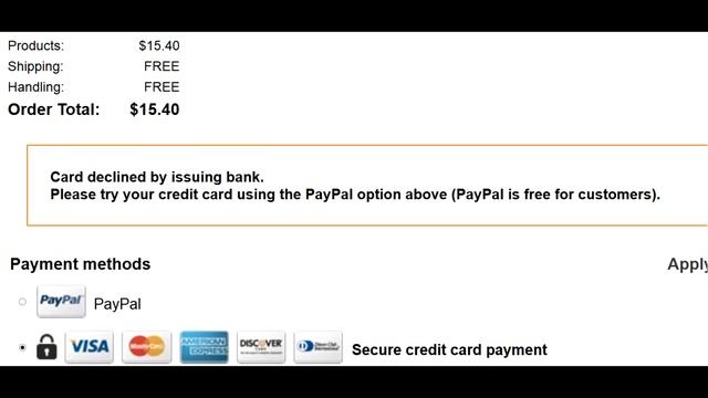Ваша карта отклонена paypal была банком эмитентом