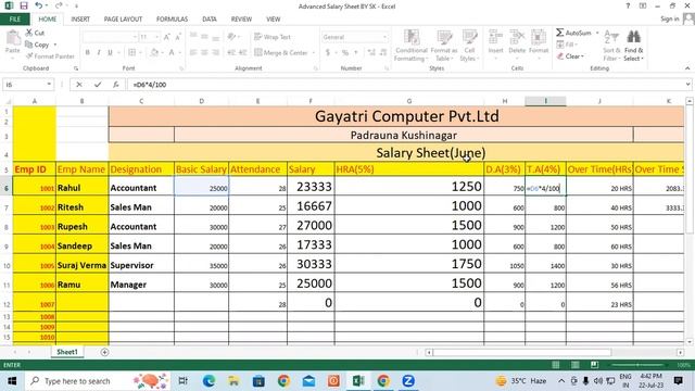 How create Salary Sheet in MS Excel | GIT Eeducation смотреть онлайн