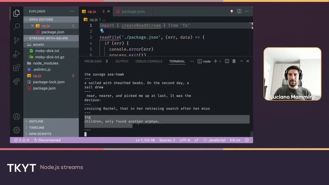 Node.js streams with Luciano Mammino