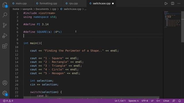 C++ Review #4 for Beginners - Macros & Switch Case | Find the Perimeter Program - SavvyNik