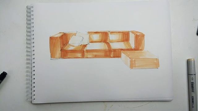 Интерьерный скетчинг для начинающих | Урок 6 – Диван