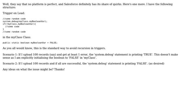 Salesforce: Static Boolean Property Getting set to 'TRUE' by default смотреть онлайн