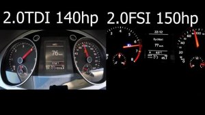 Passat B6 2.0TDI 140 hp VS 2.0FSI 150hp Acceleration test 0-100