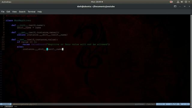 descriptors __get__ __set__, Constraints on the Instance Variables смотреть онлайн