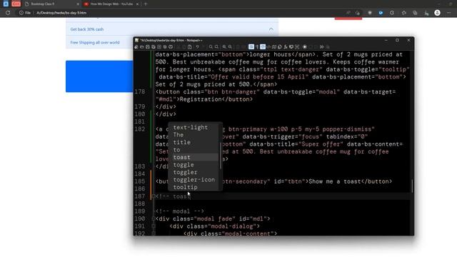 Learn Bootstrap 5 | Tooltips | Popover | Toasts | Class 9