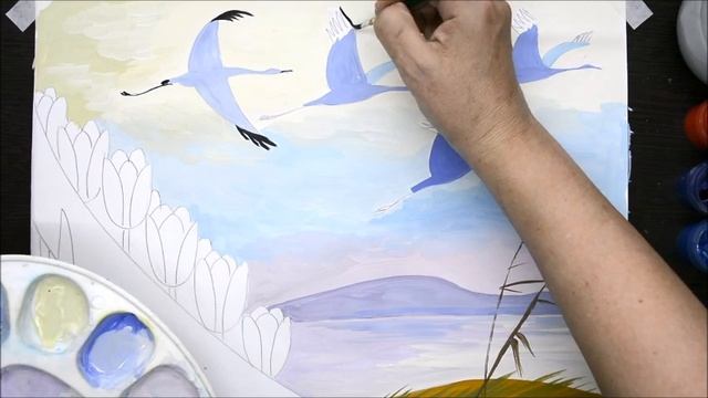 РИСУЕМ ЖУРАВЛЕЙ часть 2